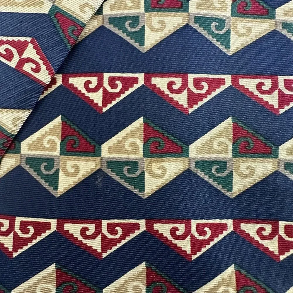 Vintage AKA‎ Eddie Bauer Men's 100% Silk Necktie Retro 80's Geometric Print